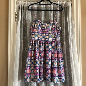 2010s Fit and Flare Patterned Dress